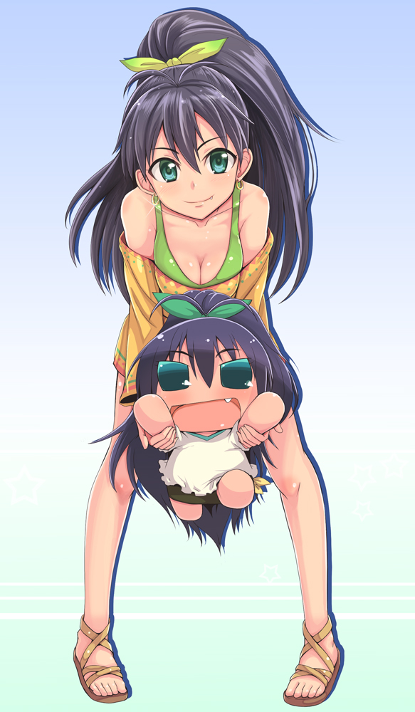 ganaha hibiki and chibiki (idolmaster and 1 more) drawn by dan_(orange_train)