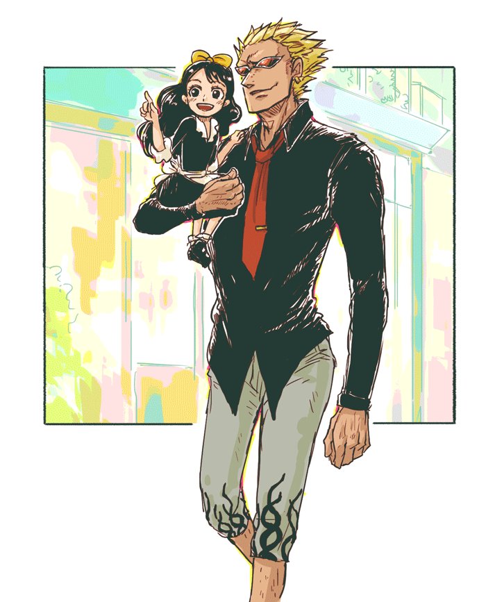 donquixote doflamingo and baby 5 (one piece) drawn by 4444_(tetsuya)