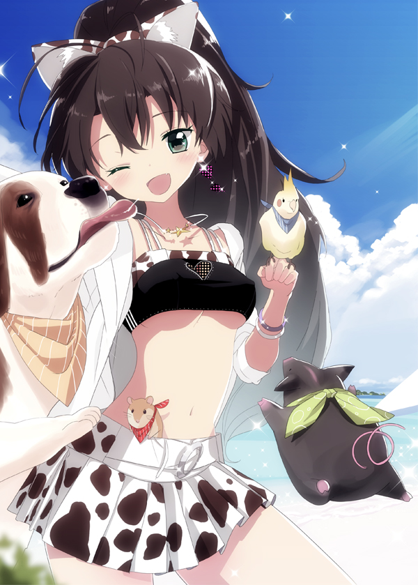 ganaha hibiki, hamuzou, and inumi (idolmaster) drawn by tsukigami_runa