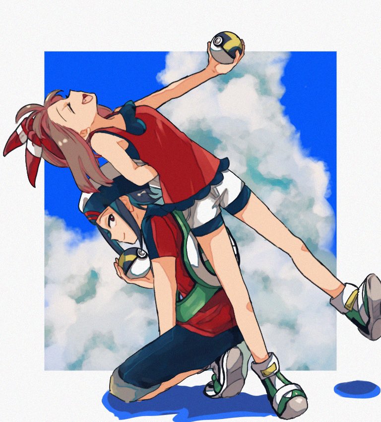may and brendan (pokemon and 1 more) drawn by yukue_m