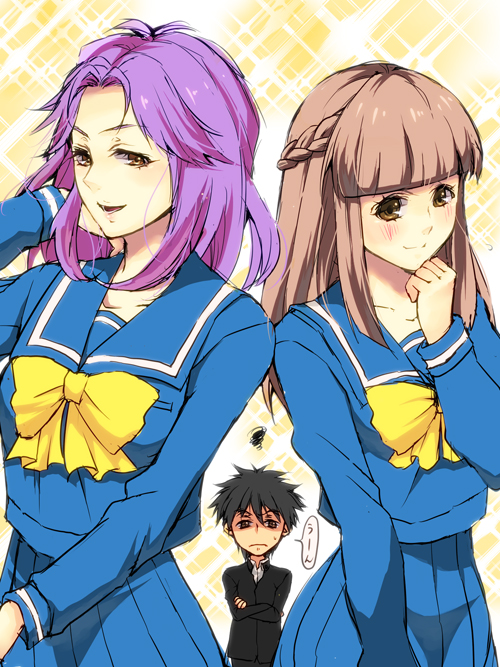 mikihara megumi and kagami mira (tokimeki memorial and 1 more) drawn by takasuna_akira