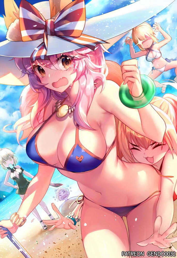 artoria pendragon, tamamo, nero claudius, saber alter, mordred, and 1 more (fate and 1 more) drawn by gendo0032