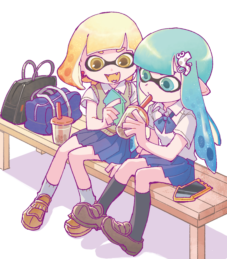 inkling player character and inkling girl (splatoon) drawn by nichaku