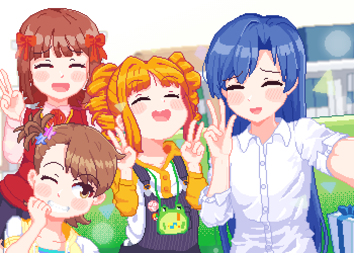 kisaragi chihaya, amami haruka, takatsuki yayoi, and futami ami (idolmaster) drawn by hotshosho
