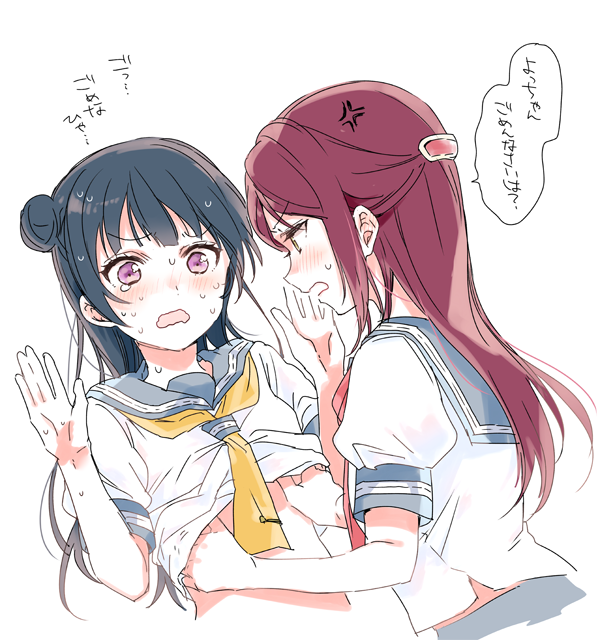 tsushima yoshiko and sakurauchi riko (love live! and 1 more) drawn by nakayama_miyuki