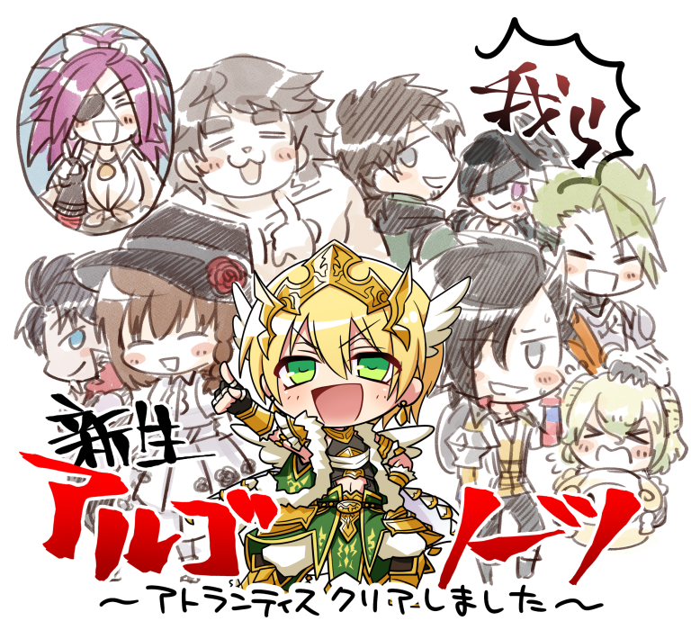 achilles, francis drake, hector, charlotte corday, mandricardo, and 6 more (fate and 1 more) drawn by hikage_sumihito