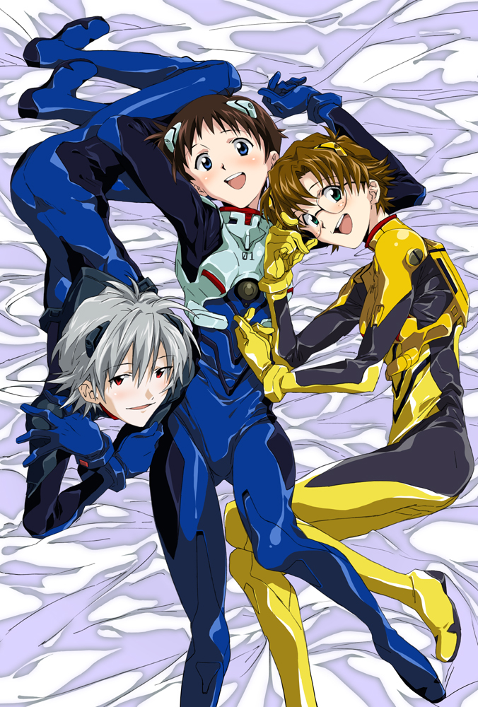 ikari shinji, nagisa kaworu, and aida kensuke (neon genesis evangelion) drawn by kasuga_souichi