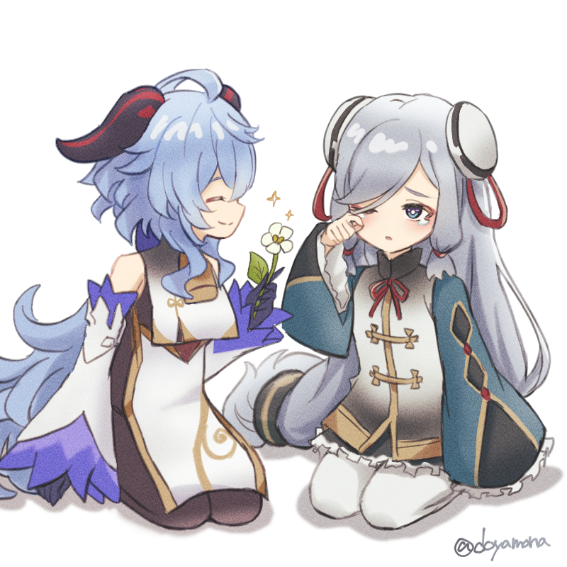 ganyu and shenhe (genshin impact) drawn by nanamo_yado