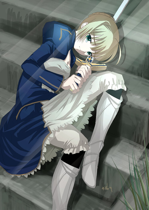 artoria pendragon and saber (fate and 1 more) drawn by aisha_callaaisha