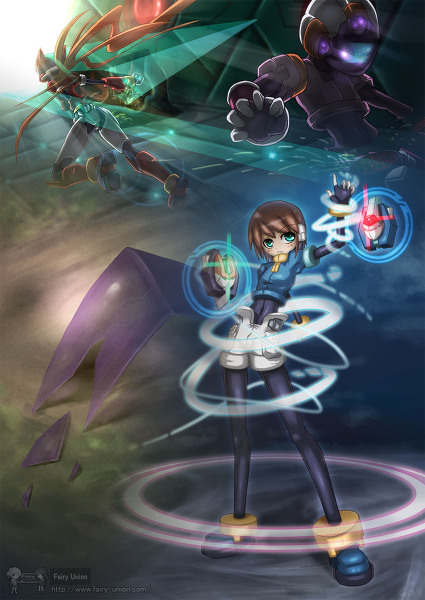 aile, model x, model zx, model z, and galleon (mega man and 1 more) drawn by gd._fengzi