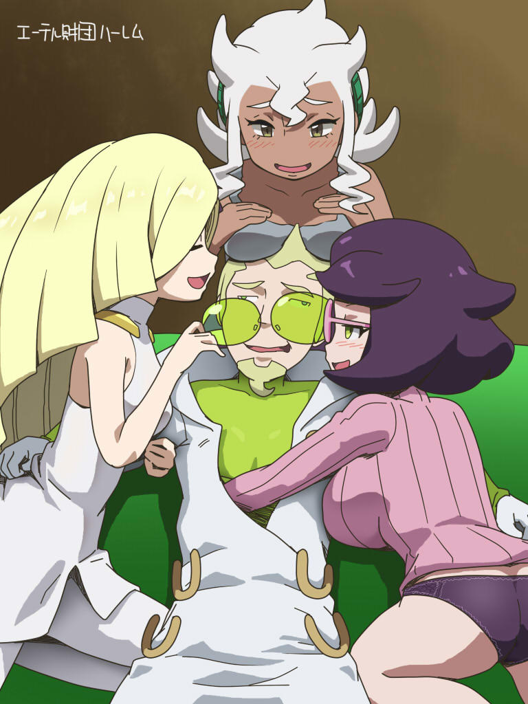 lusamine, wicke, and professor burnet (pokemon and 1 more) drawn by awa