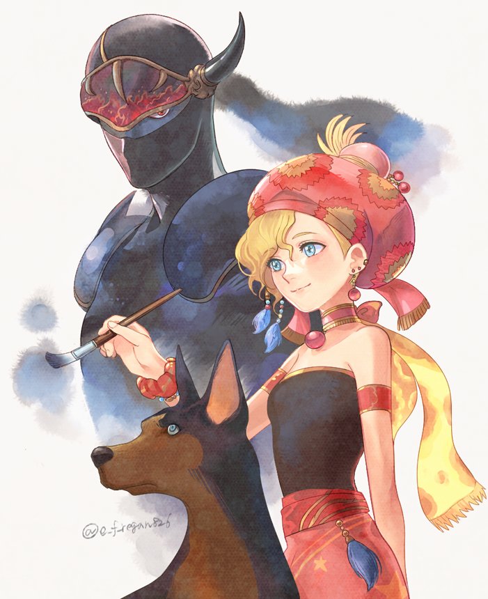 relm arrowny, shadow, and interceptor (final fantasy and 1 more) drawn by regan_(hatsumi)