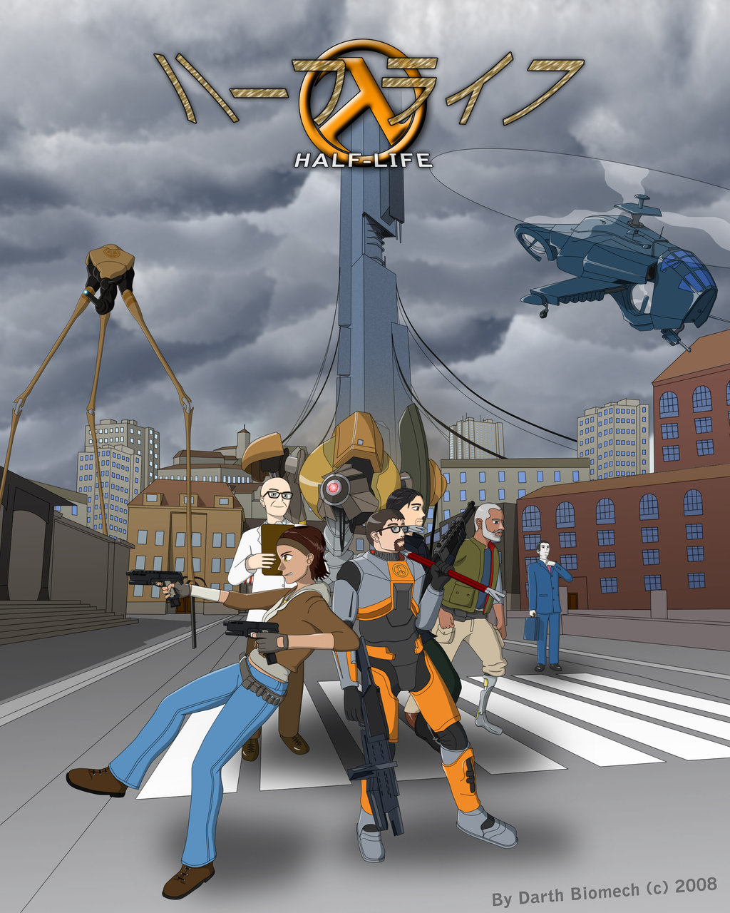 Gordon Freeman Alyx Vance Strider Isaac Kleiner G Man And 2 More Half Life And 1 More Drawn By Darth Biomech Danbooru