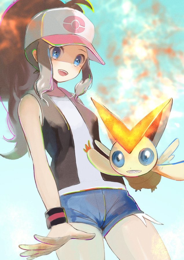 hilda and victini (pokemon and 1 more) drawn by ringosan2329