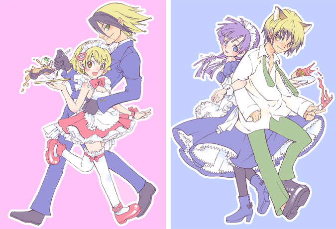 katsuragi yako, nougami neuro, kaitou sai, and imina (majin tantei nougami neuro) drawn by suika_(suika-dokei)
