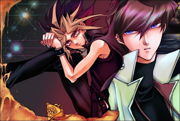 muto yugi, kaiba seto, and yami yugi (yu-gi-oh! and 1 more) drawn by tblmti