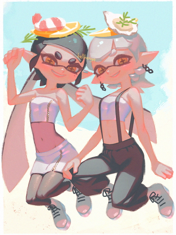 callie and marie (splatoon and 1 more) drawn by bellhenge