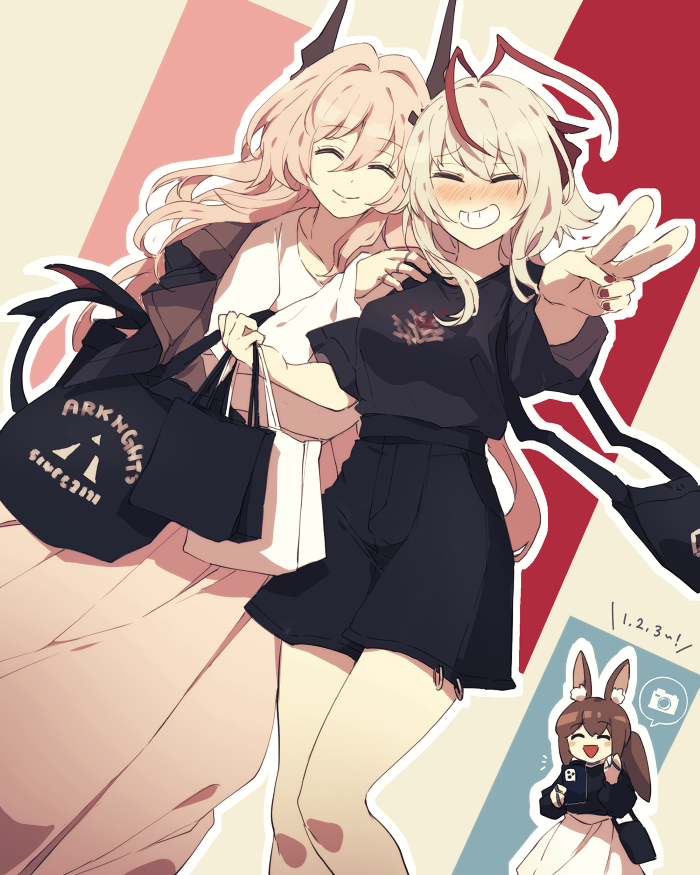 amiya, w, and theresa (arknights) drawn by lari_lab