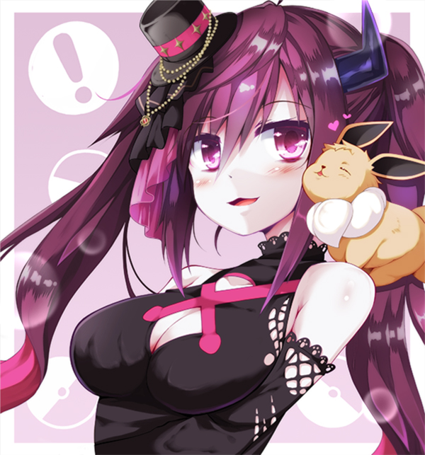 eevee and yamiyono moruru (pokemon and 1 more) drawn by utsurogi_angu