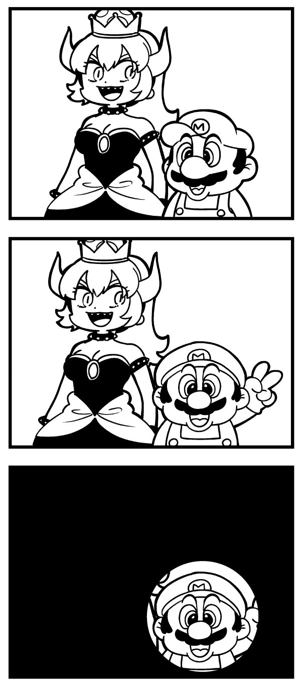 mario and bowsette (mario and 2 more) drawn by bkub