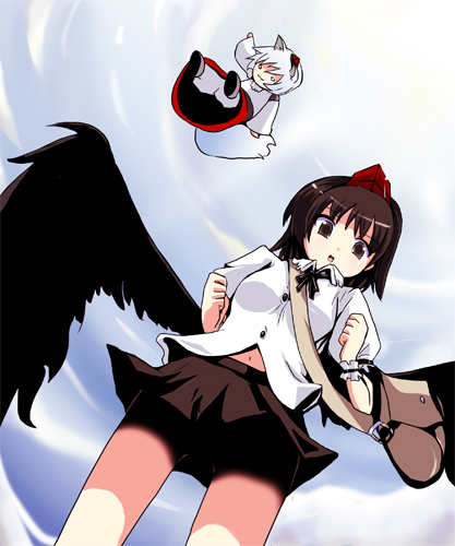 shameimaru aya and inubashiri momiji (touhou) drawn by fa_no_hito
