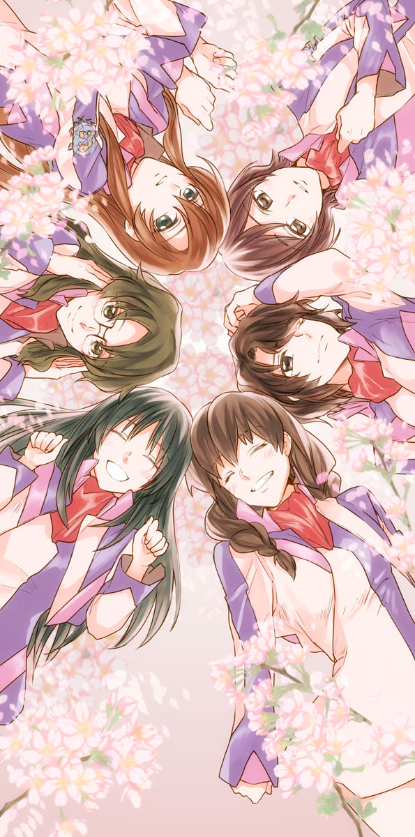 nishio rina, minashiro tsubaki, kaname sakura, ikoma yumi, kuramae karin, and 1 more (soukyuu no fafner) drawn by wae