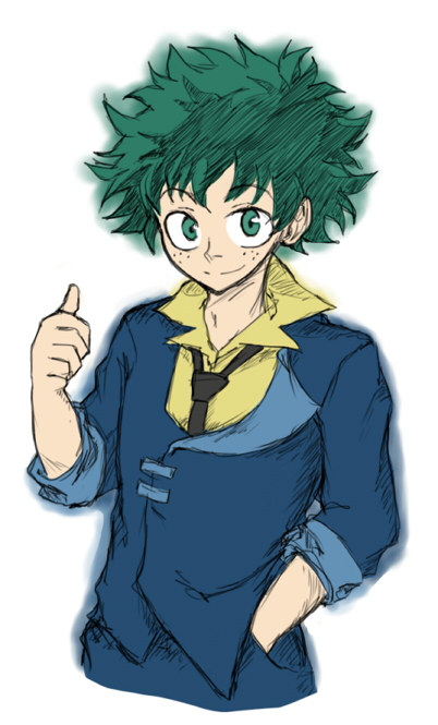 midoriya izuku and spike spiegel (boku no hero academia and 1 more) drawn by drawfag