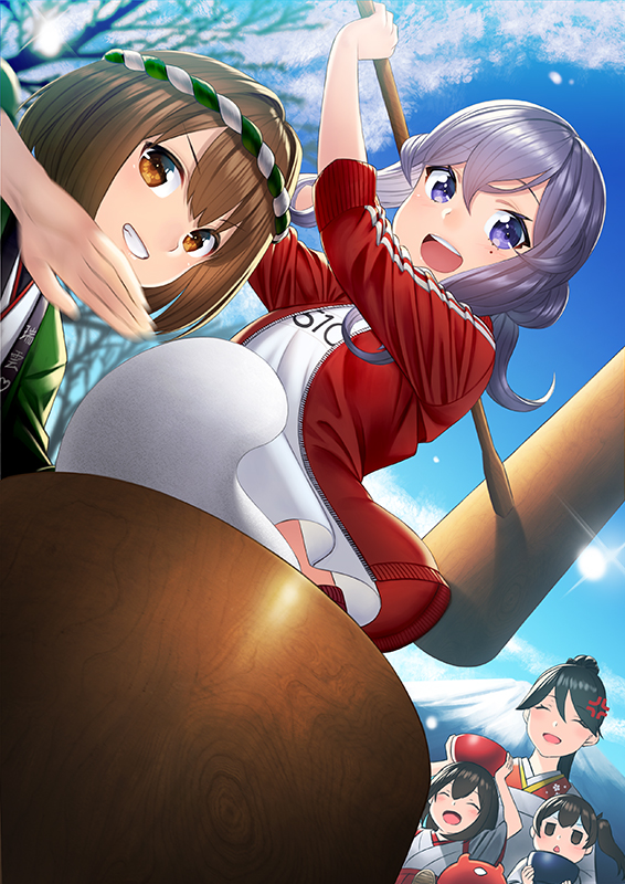 kaga, akagi, houshou, hyuuga, gotland, and 1 more (kantai collection) drawn by unowen
