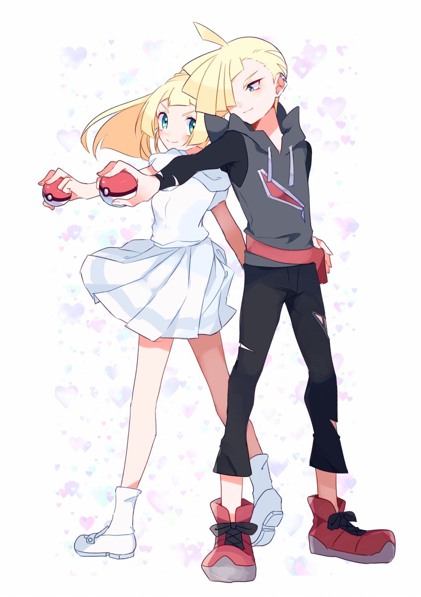 lillie and gladion (pokemon and 1 more) drawn by mvls_7