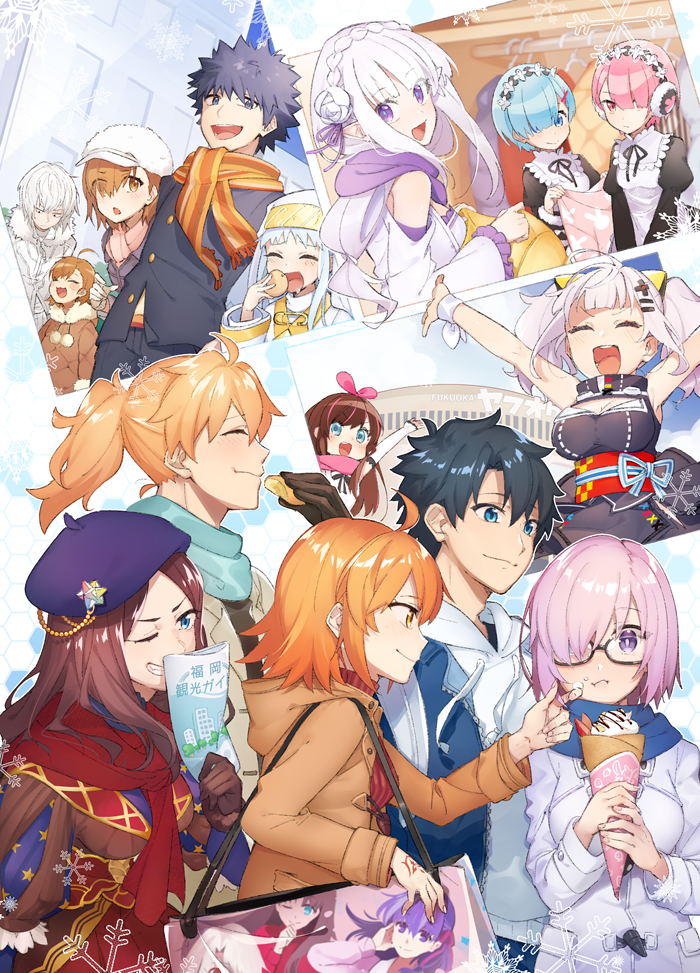 mash kyrielight, fujimaru ritsuka, misaka mikoto, tohsaka rin, illyasviel von einzbern, and 12 more (fate and 6 more) drawn by uninu