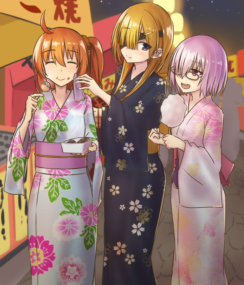 mash kyrielight, fujimaru ritsuka, and ophelia phamrsolone (fate and 1 more) drawn by elfenlied22