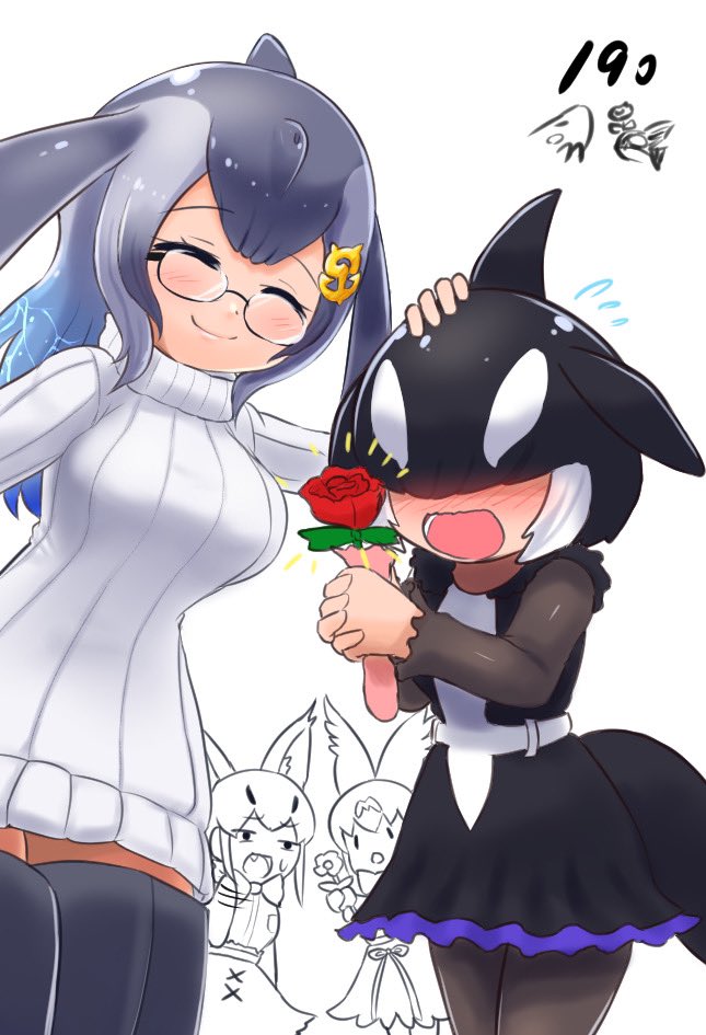 serval, caracal, blue whale, and orca (kemono friends) drawn by tame_(sld8zoczefz9aau)