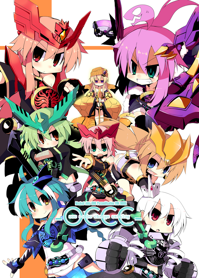 kamen rider ooo, tajador, putotyra, ratoratah, shauta, and 3 more (kamen rider and 1 more) drawn by nanateru