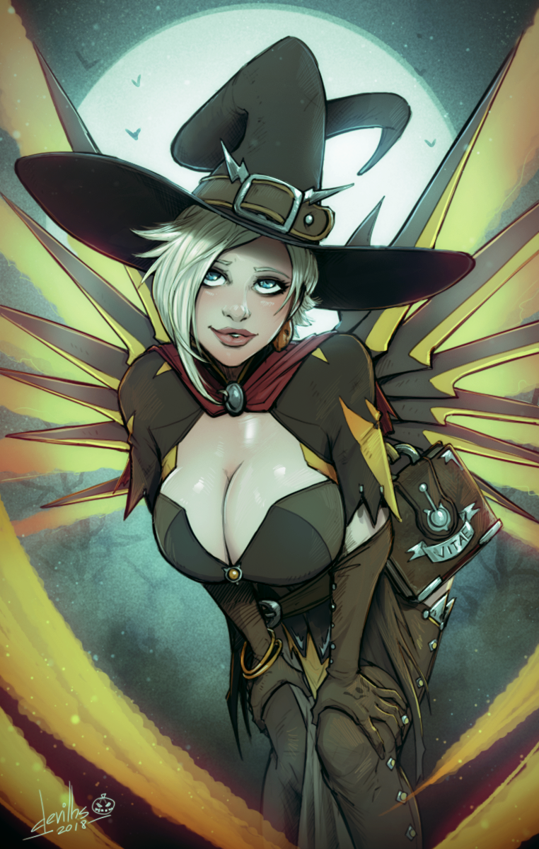 mercy and witch mercy (overwatch and 1 more) drawn by devilhs