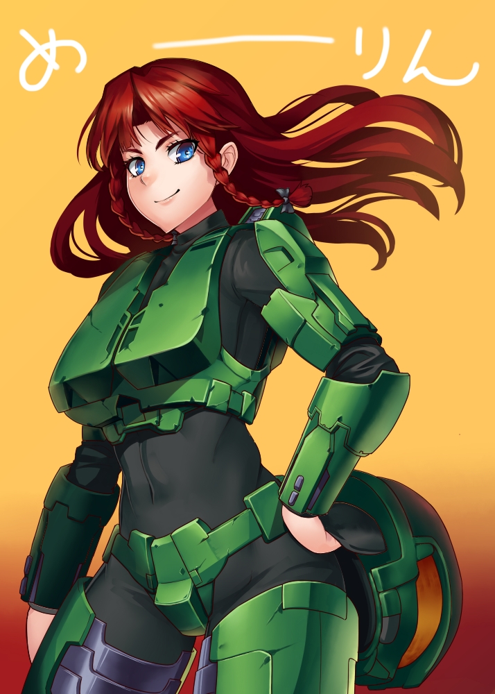 hong meiling and master chief (touhou and 1 more) drawn by taketora_suzume