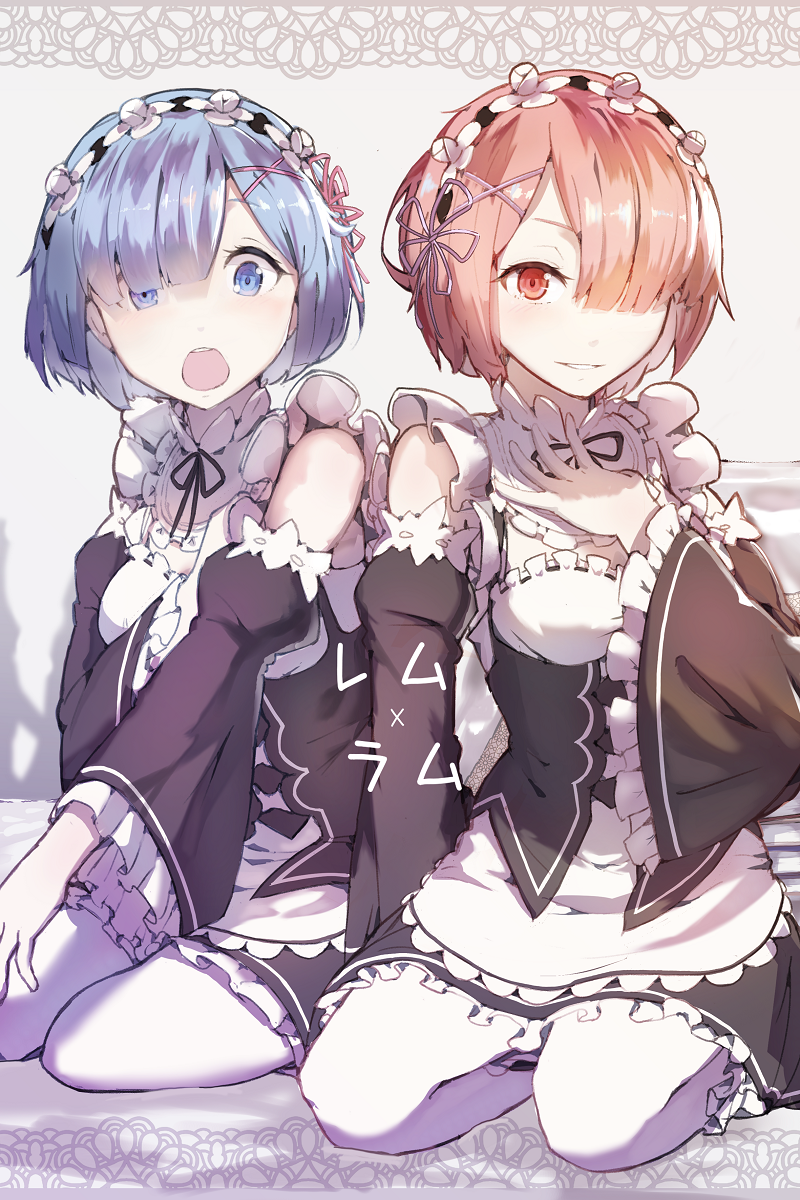 rem and ram (re:zero kara hajimeru isekai seikatsu) drawn by akieda
