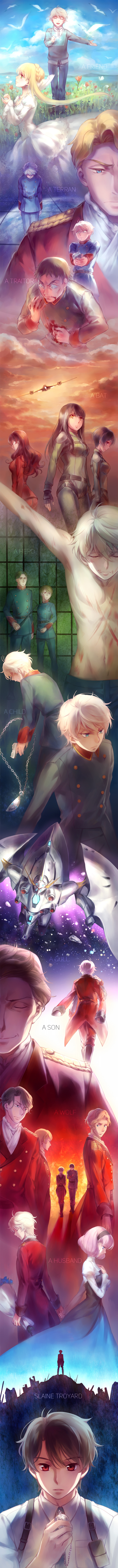 slaine troyard, kaizuka inaho, asseylum vers allusia, lemrina vers envers, amifumi inko, and 10 more (aldnoah.zero) drawn by kanmuri_(hanyifan30338)
