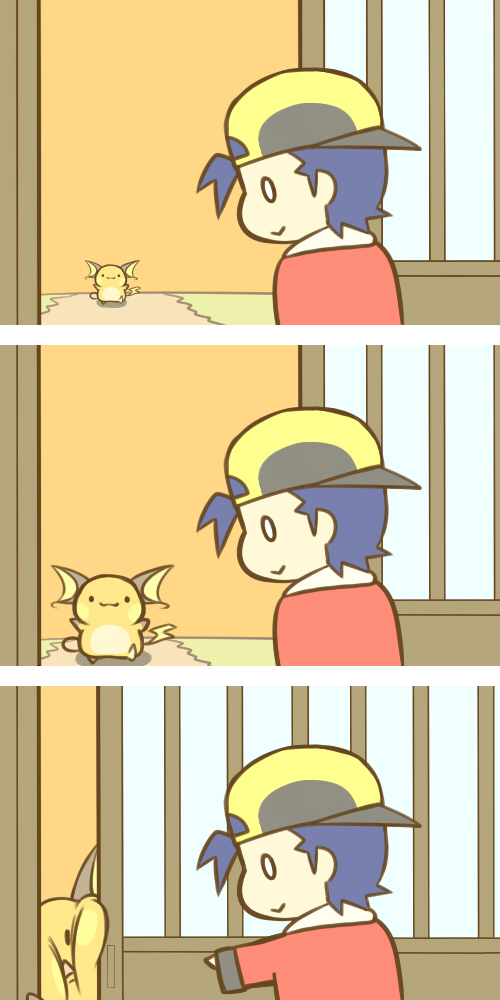 ethan and raichu (pokemon and 1 more) drawn by cafe_(chuu_no_ouchi)