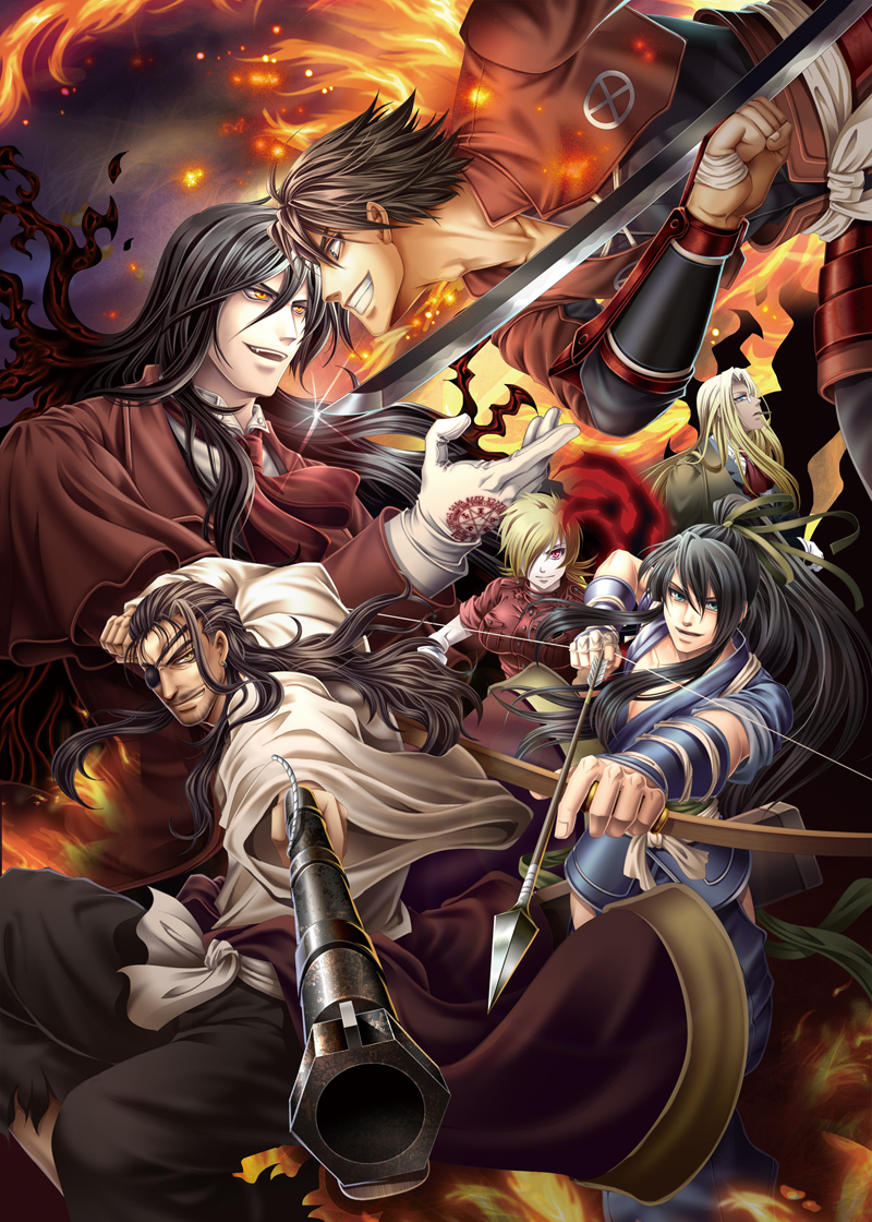 alucard, seras victoria, integra hellsing, nasu no yoichi, shimazu toyohisa, and 1 more (hellsing and 1 more) drawn by kisaragi_seika