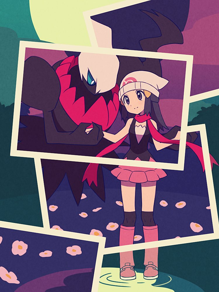 dawn and darkrai (pokemon and 1 more) drawn by agata_(agatha)