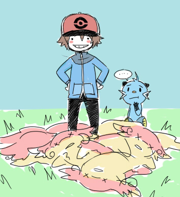 hilbert, audino, and dewott (pokemon and 1 more)