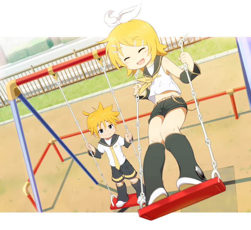 kagamine rin and kagamine len (vocaloid) drawn by tadahama