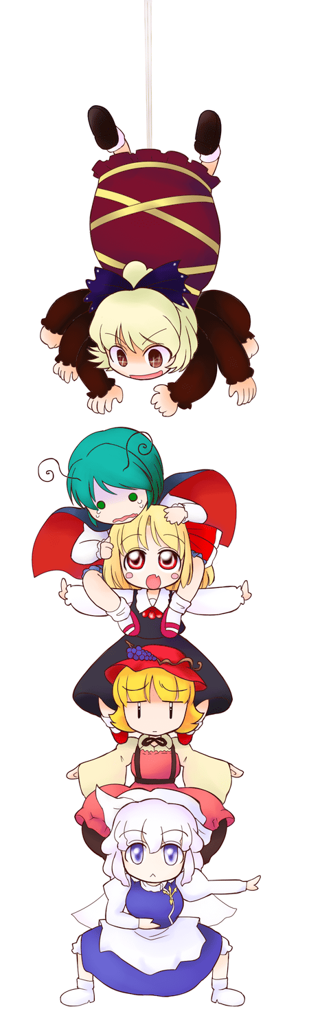 rumia, wriggle nightbug, kurodani yamame, aki minoriko, and letty whiterock (touhou) drawn by sotto