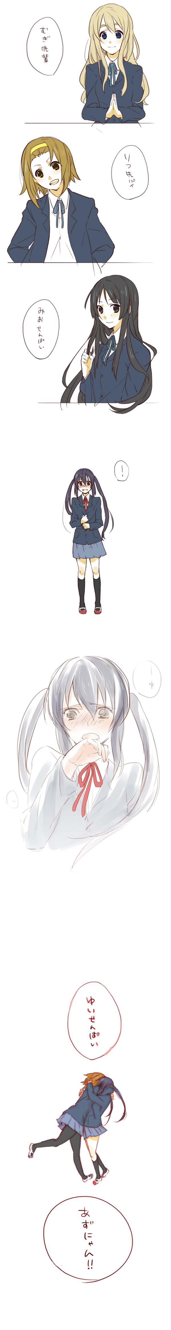 akiyama mio, nakano azusa, hirasawa yui, tainaka ritsu, and kotobuki tsumugi (k-on!) drawn by gime