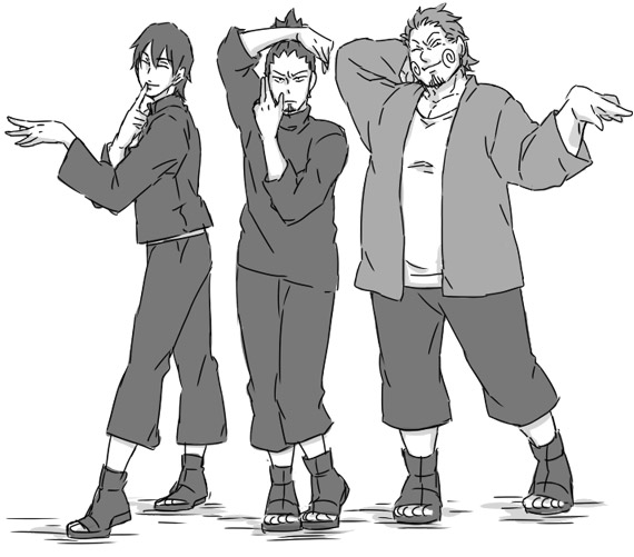 nara shikamaru, sai, and akimichi chouji (naruto) drawn by shimotsuka