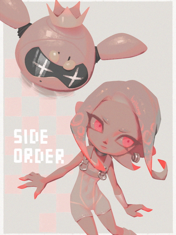 octoling player character, octoling girl, pearl, agent 8, and pearl drone (splatoon and 2 more) drawn by bellhenge