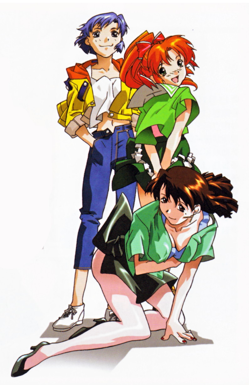 mana, kaori, and yuu (super real mahjong) drawn by tanaka_ryou