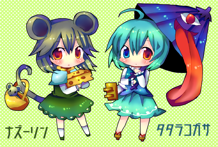 tatara kogasa and nazrin (touhou) drawn by chocolat_(momoiro_piano)