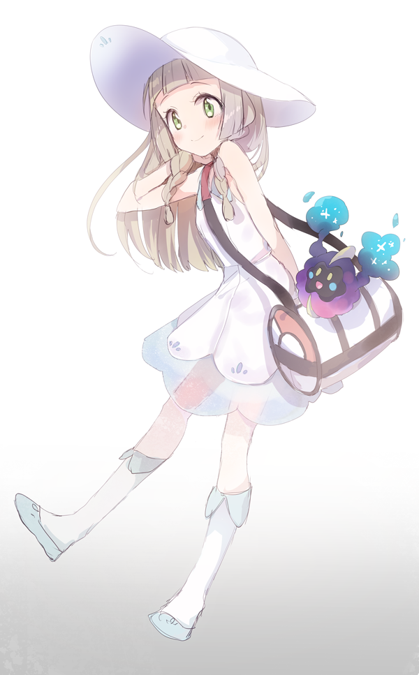 lillie and cosmog (pokemon and 1 more) drawn by onbin_ha