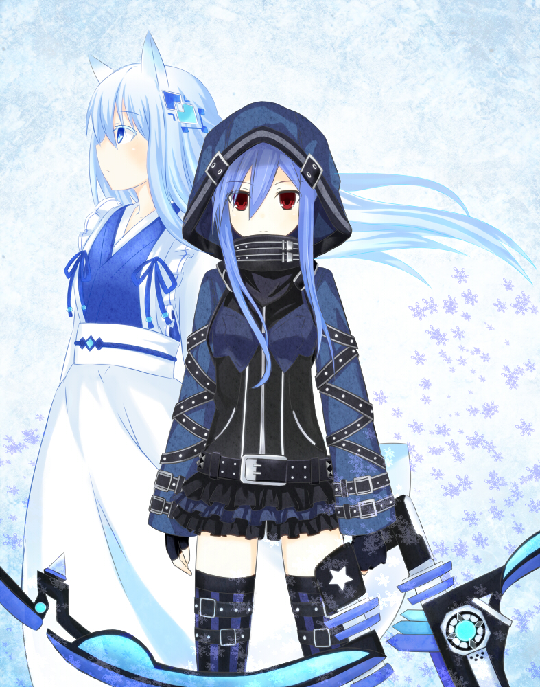 effole and karin (fairy fencer f) drawn by fuji_kakei